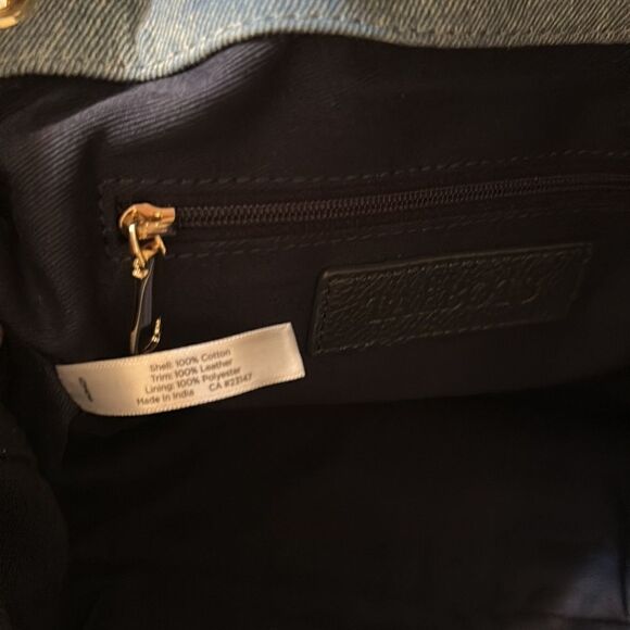 Talbots Gold Tone Chain Strap Leather Trim Quilted Denim BlueβShoulder Bag - Picture 15 of 16